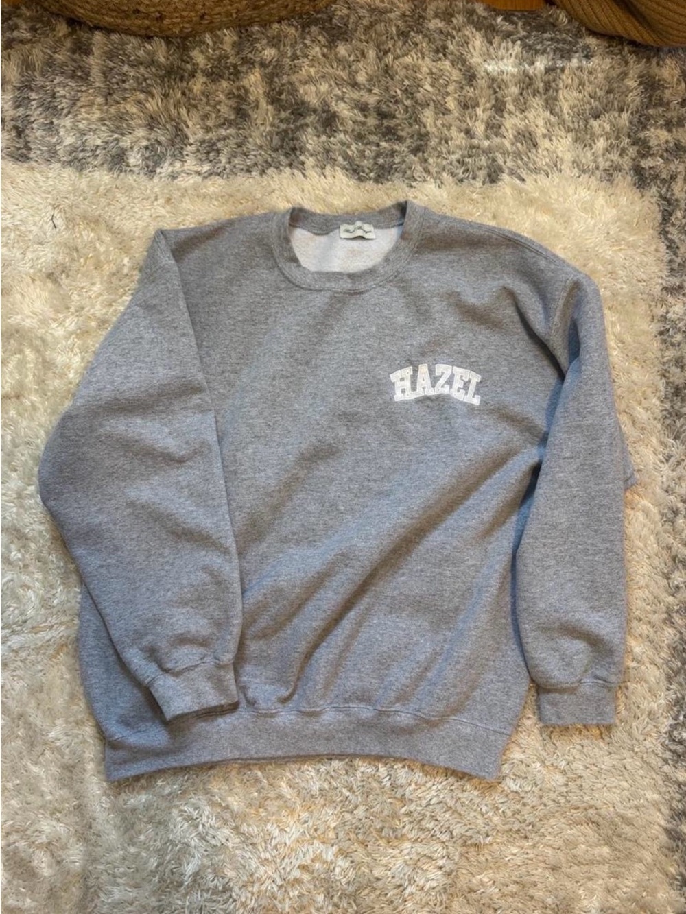hazel Gray Crewneck Sweatshirt with White Chest Logo